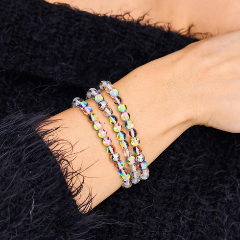 Aurora Burst | Silber | Galaxie Glasperlenarmband